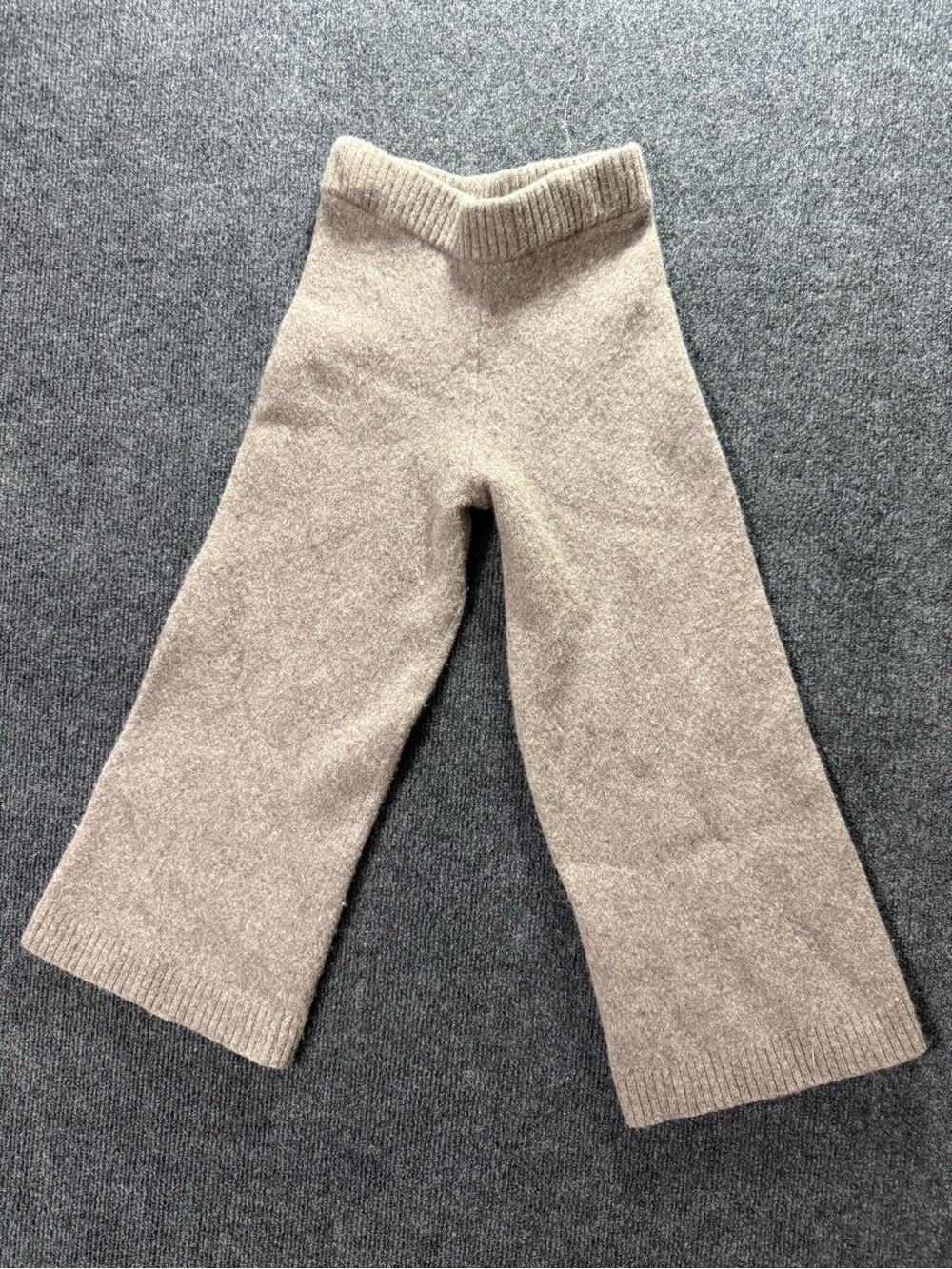 Emilia George Kids 4Y Taupe Knit Sweater Pants Wool Blend Wide Leg
